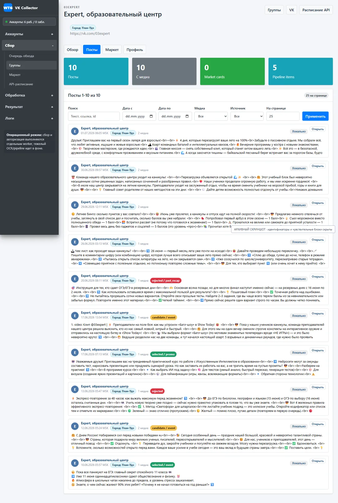 Community record: source publications